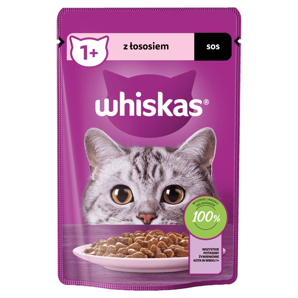 WHISKAS® Mokra karma z Łososiem w sosie 85g - 1