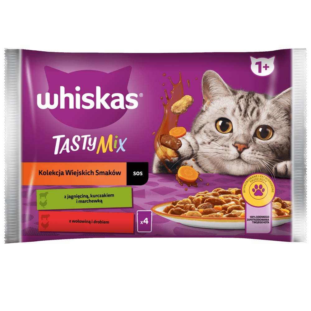 WHISKAS® Tasty Mix Kolekcja Wiejskich Smaków w sosie 4 x 85g - 1