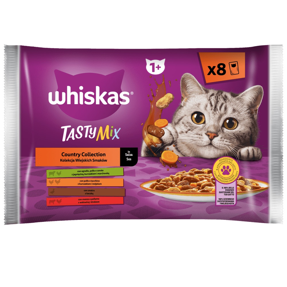 WHISKAS® Tasty Mix Kolekcja Wiejskich Smaków w sosie 8 x 85g - 1
